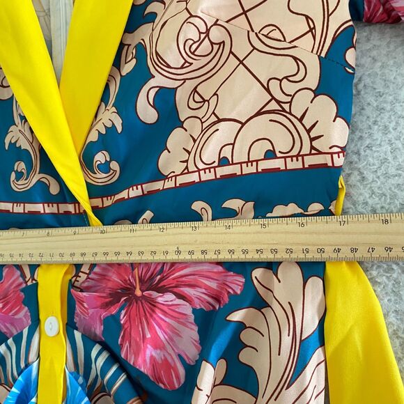 Rushed Maxi Dress size L Shein Multicolor Floral Long Sleeve V Neck - Picture 9 of 14